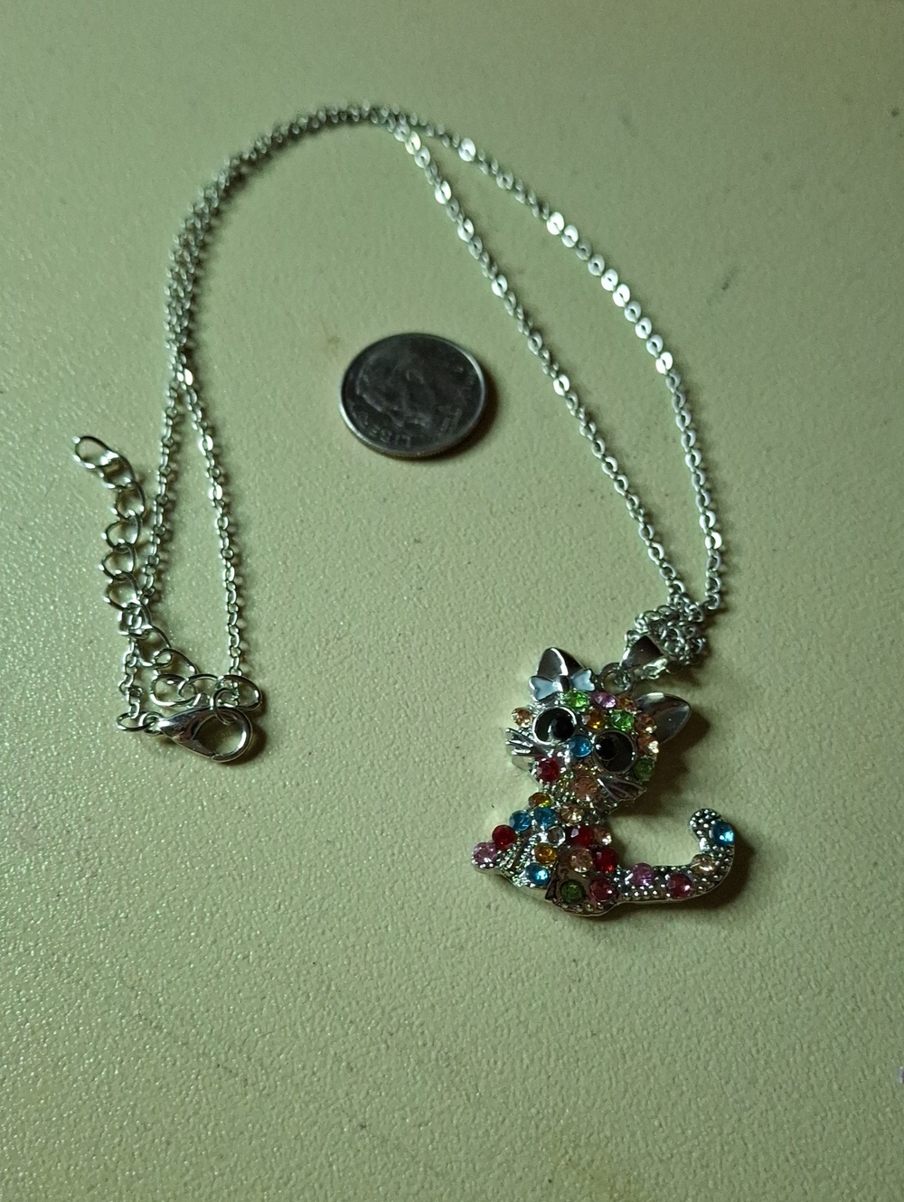 Rhinestone Multi Color Silver Tone Necklace New